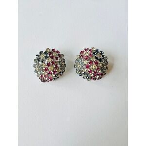 Vintage Rhinestone Ear clips silver-tone